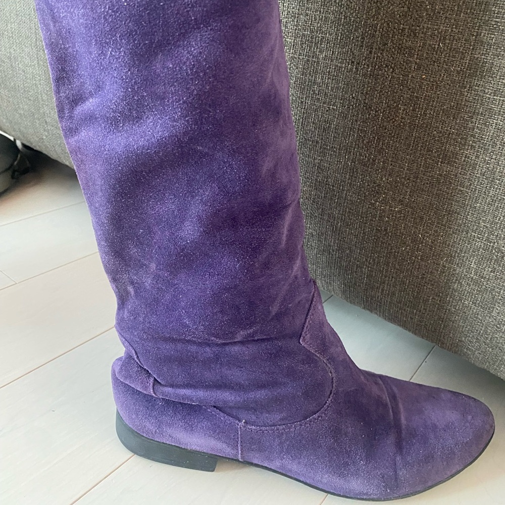 Vintage, Purple Genuine Suede Leather Slouchy Boots Size 9 - Picture 4 of 16